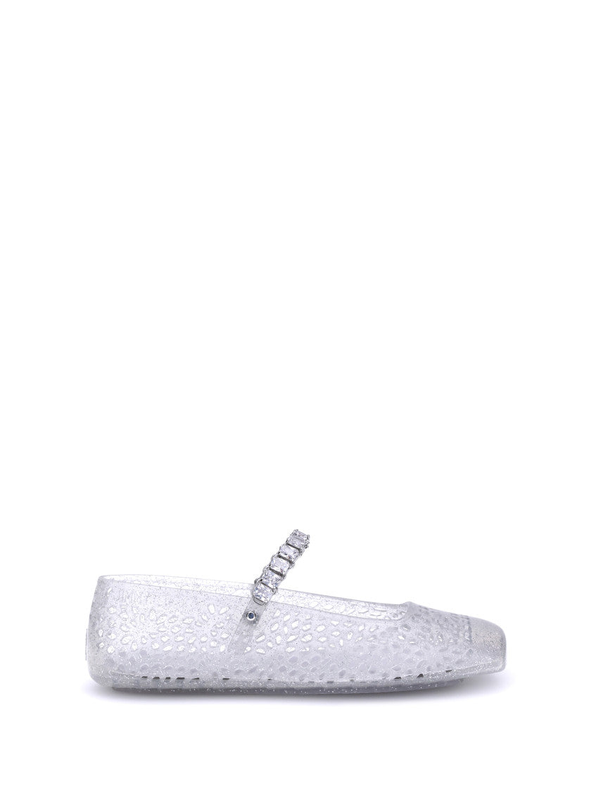 Silver Embellished Ballet Flats 1