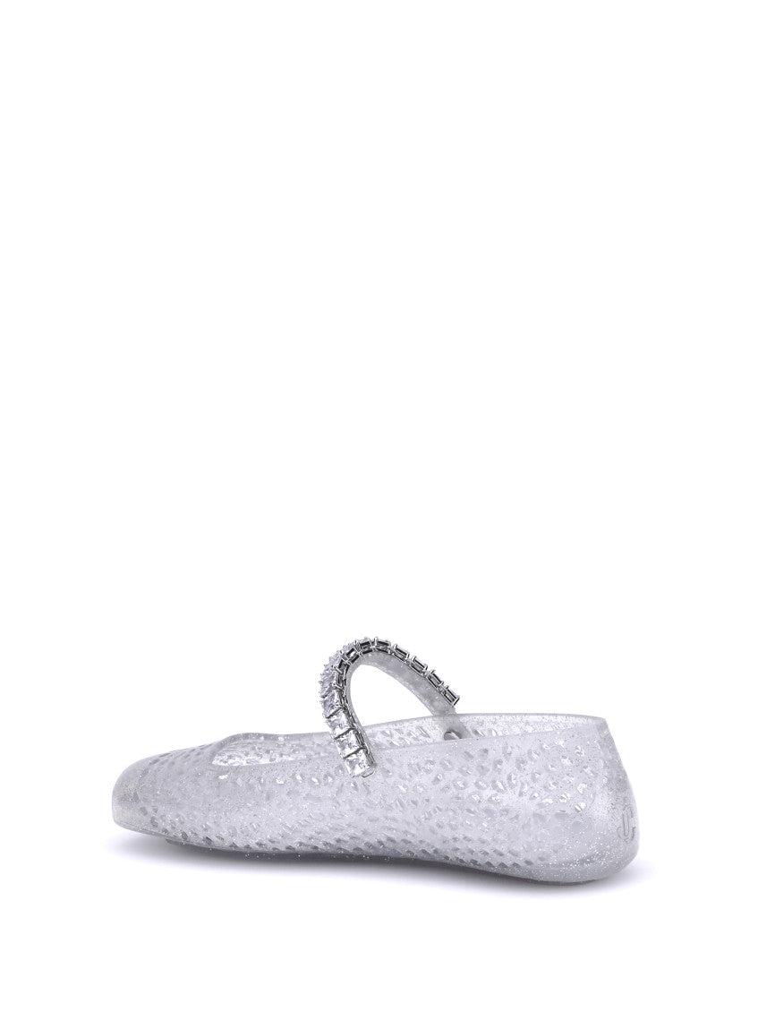 Silver Embellished Ballet Flats 4