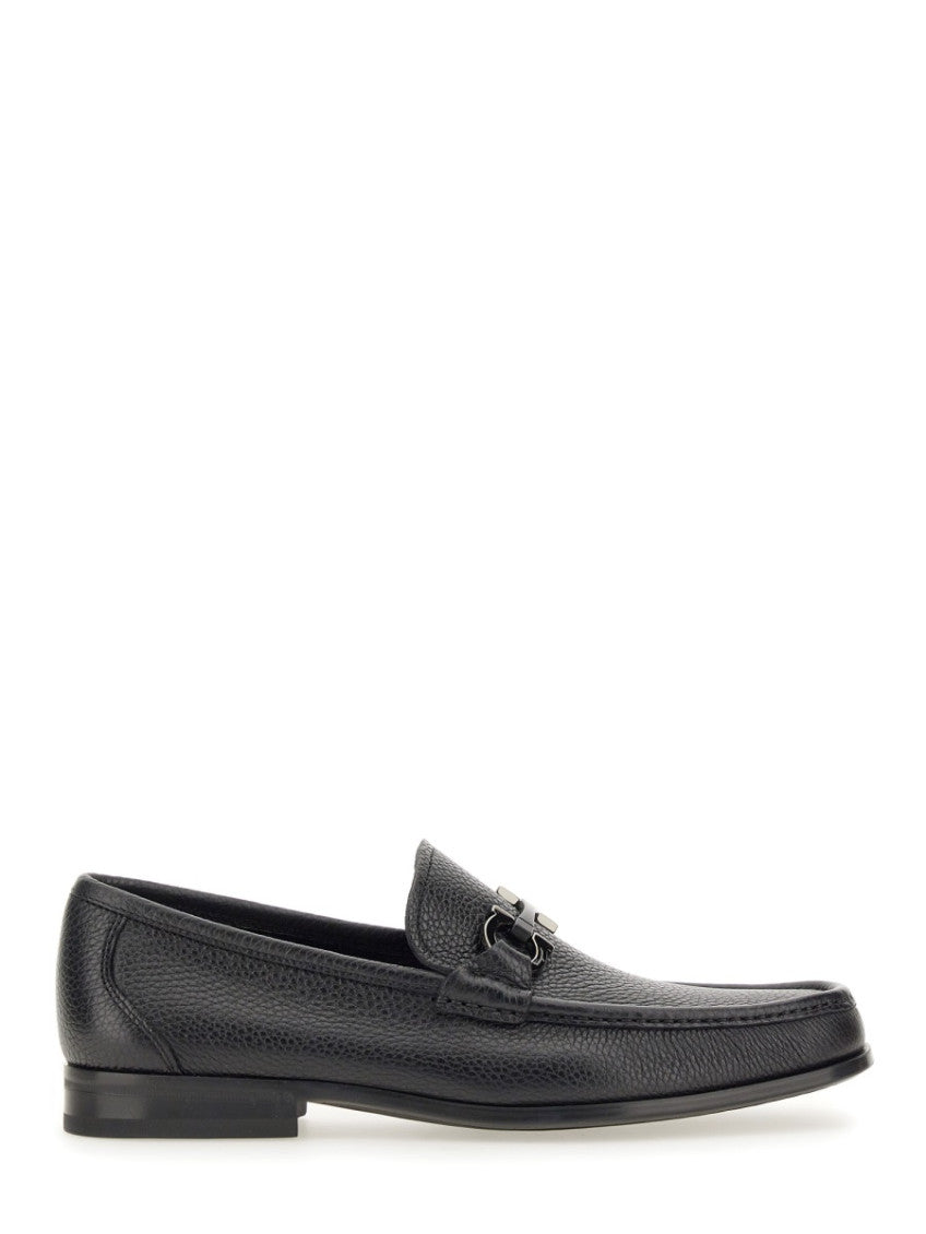 Black Textured Loafers 1
