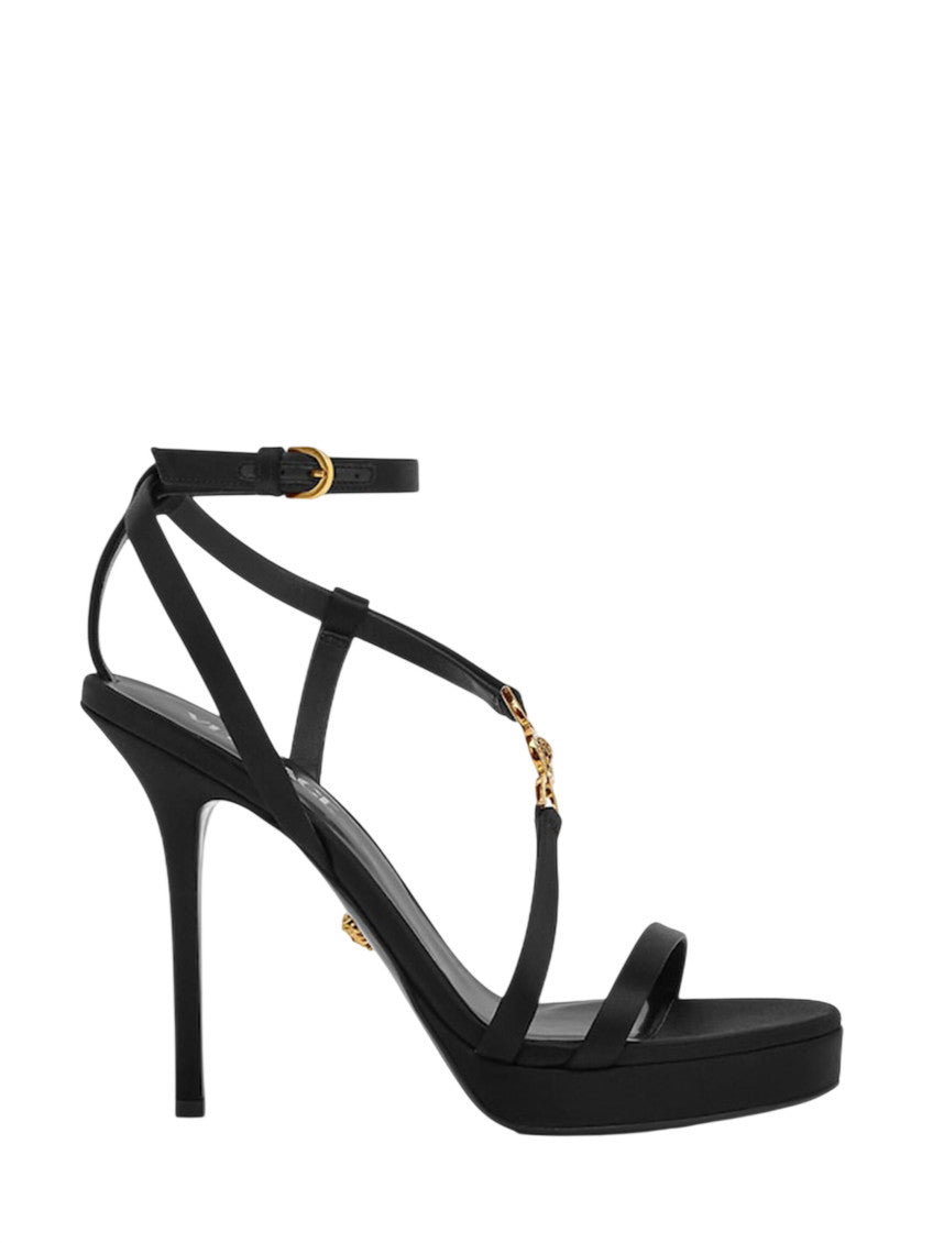 Black Embellished Medusa Heels 1