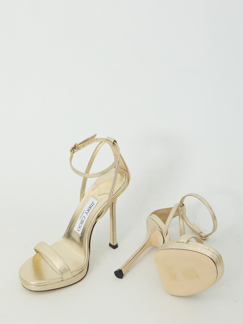 Golden Ankle Strap Heels 5