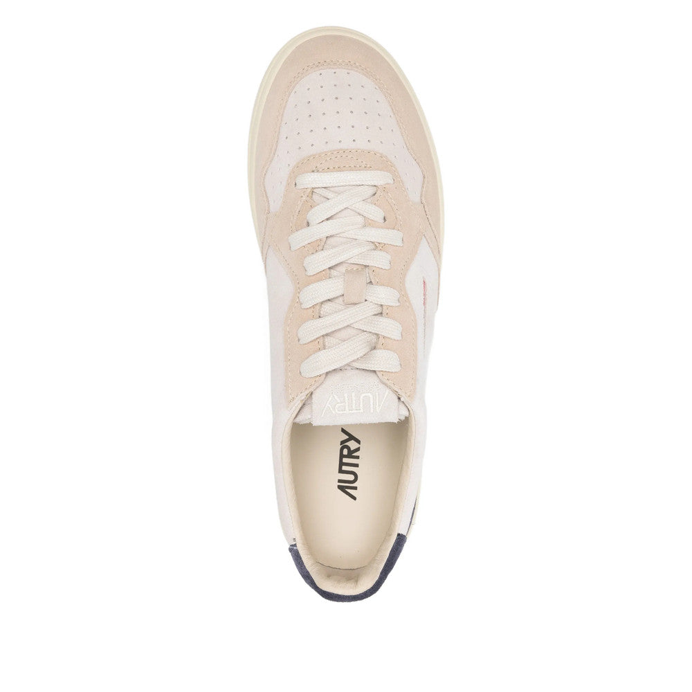 White Color Block Medalist Sneakers 3