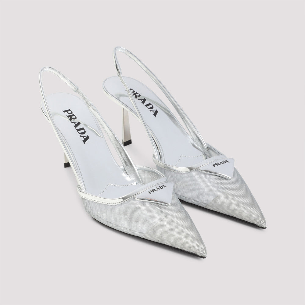 Silver Slingback Pumps 5