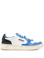 White White Blue Super Vintage Low Leather Sneakers 1