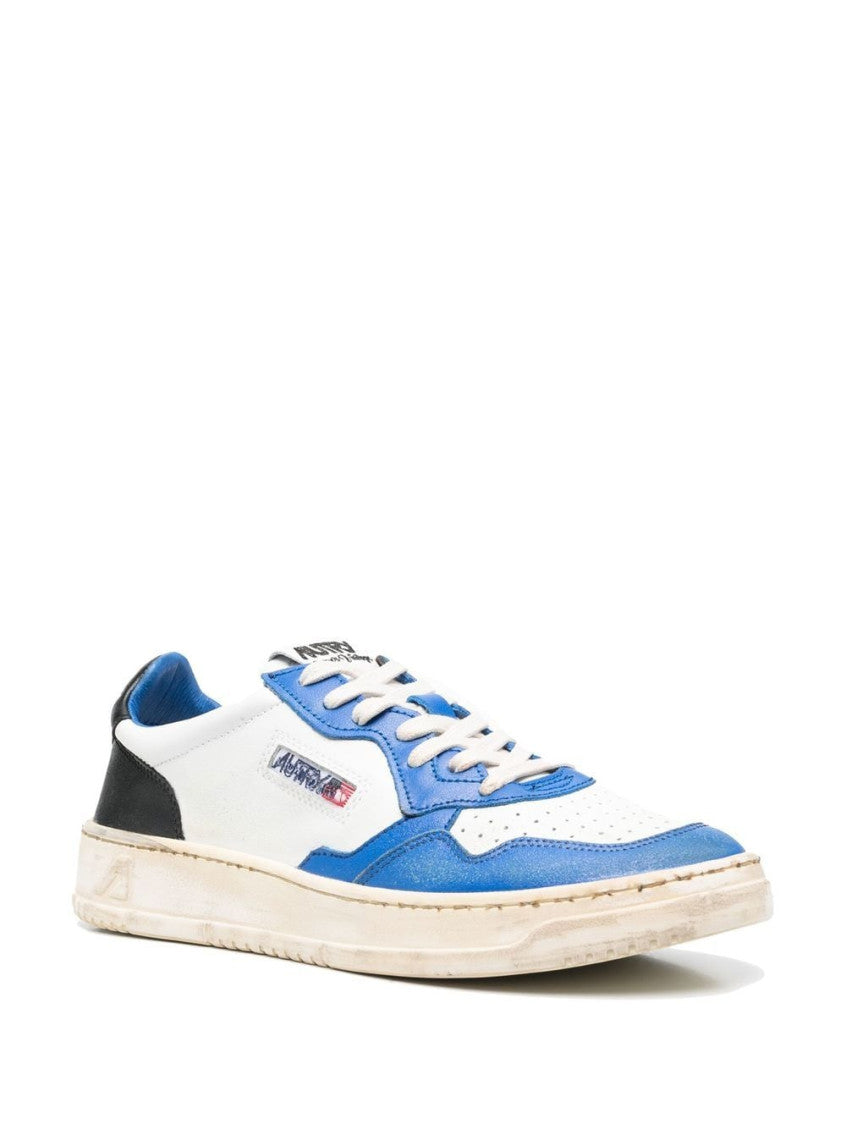 White White Blue Super Vintage Low Leather Sneakers 2