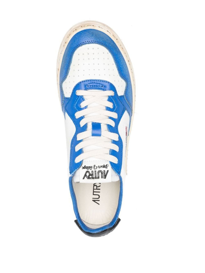 White White Blue Super Vintage Low Leather Sneakers 3