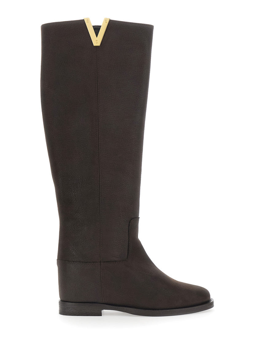 Brown Knee-Leather High Boots 1