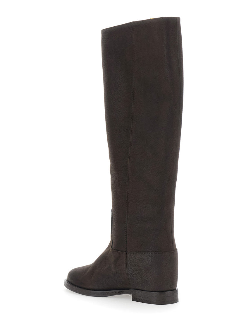 Brown Knee-Leather High Boots 3
