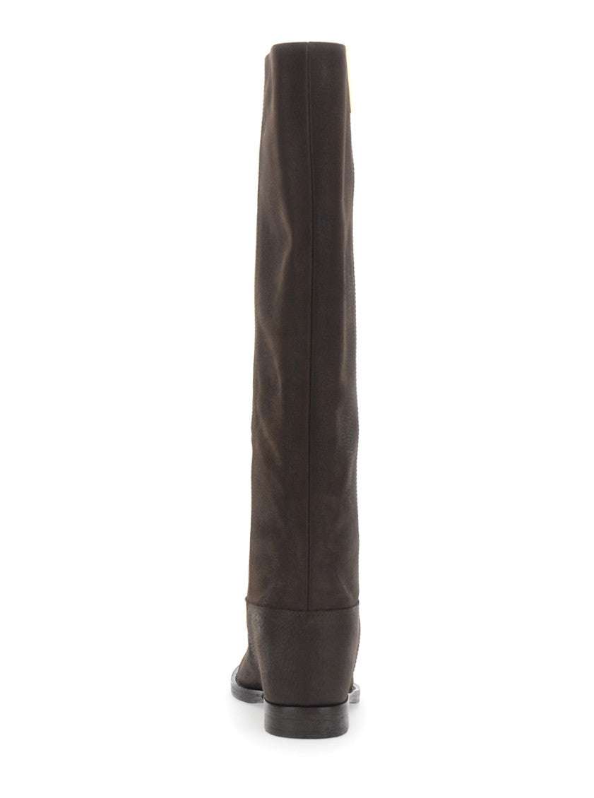 Brown Knee-Leather High Boots 4
