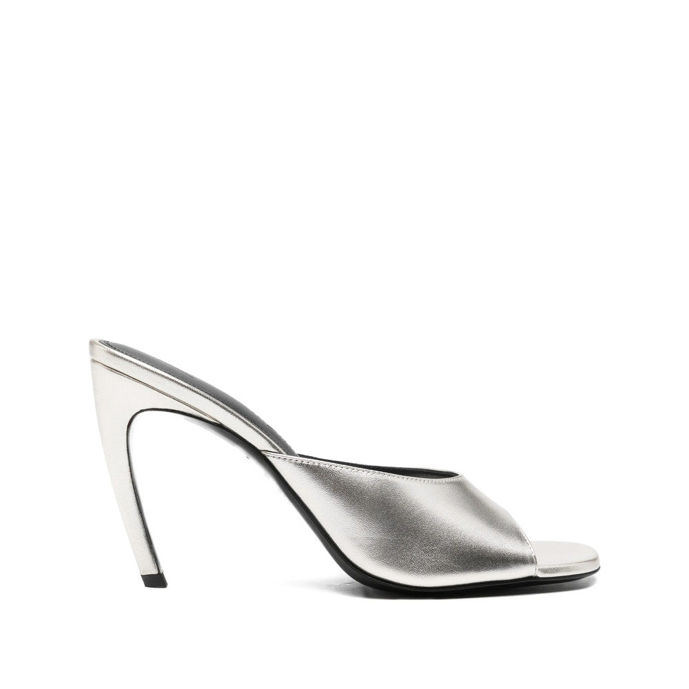 Silver Laminated Slip-On Heels 2