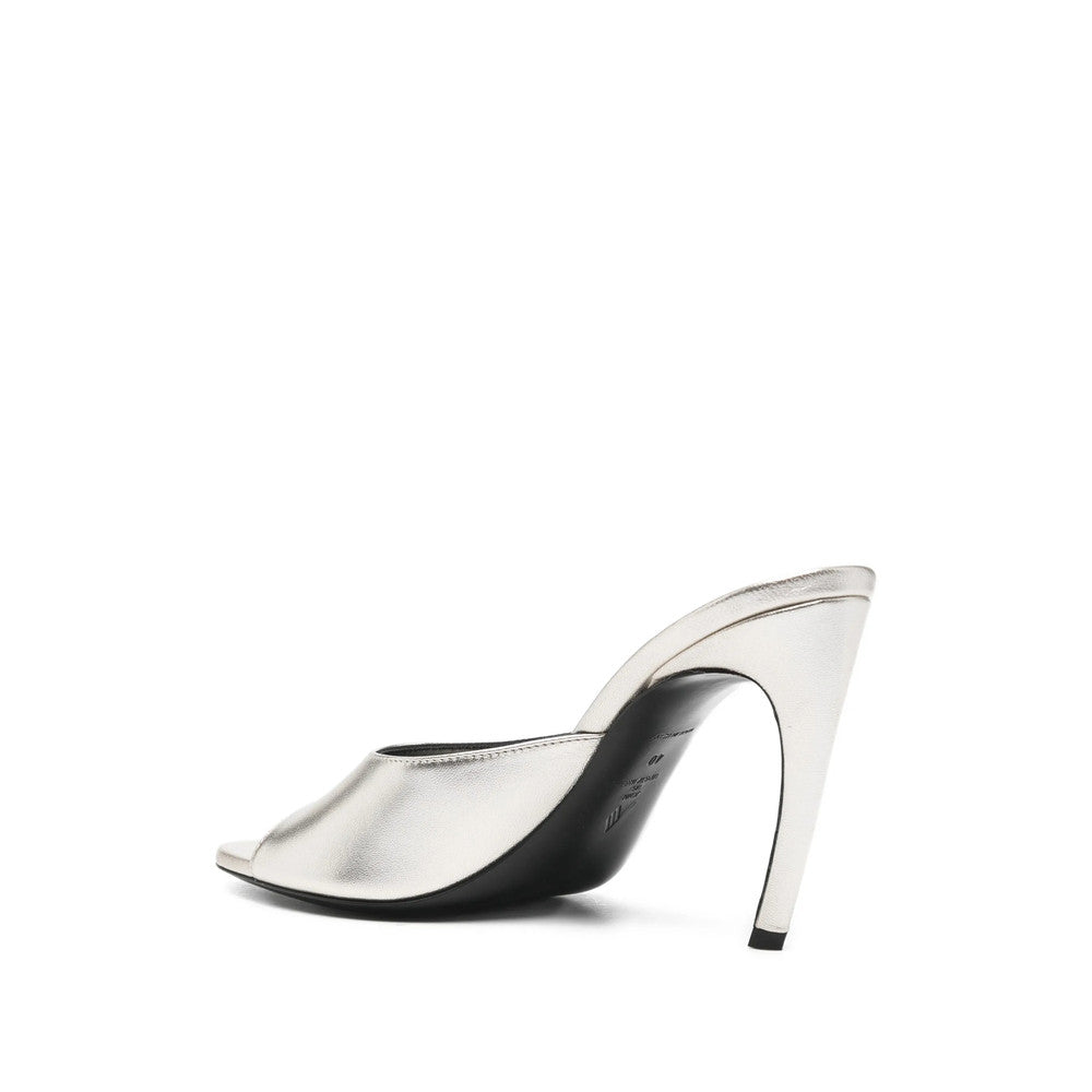 Silver Laminated Slip-On Heels 4