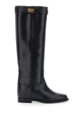 Black High-knee Leather Boots 1
