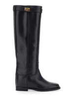 Black High-knee Leather Boots 1