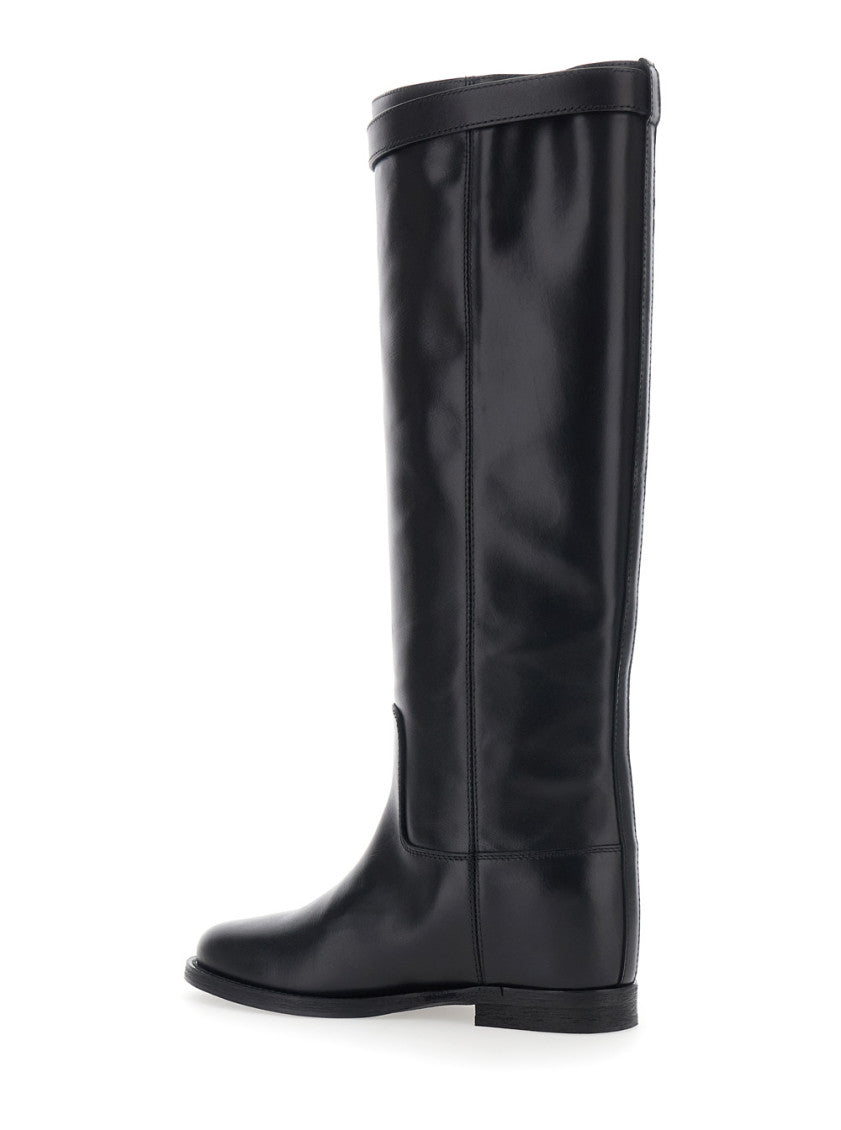 Black High-knee Leather Boots 3