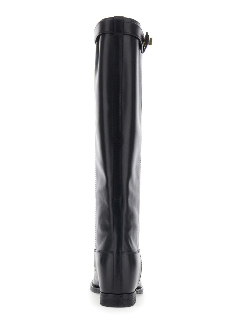 Black High-knee Leather Boots 4