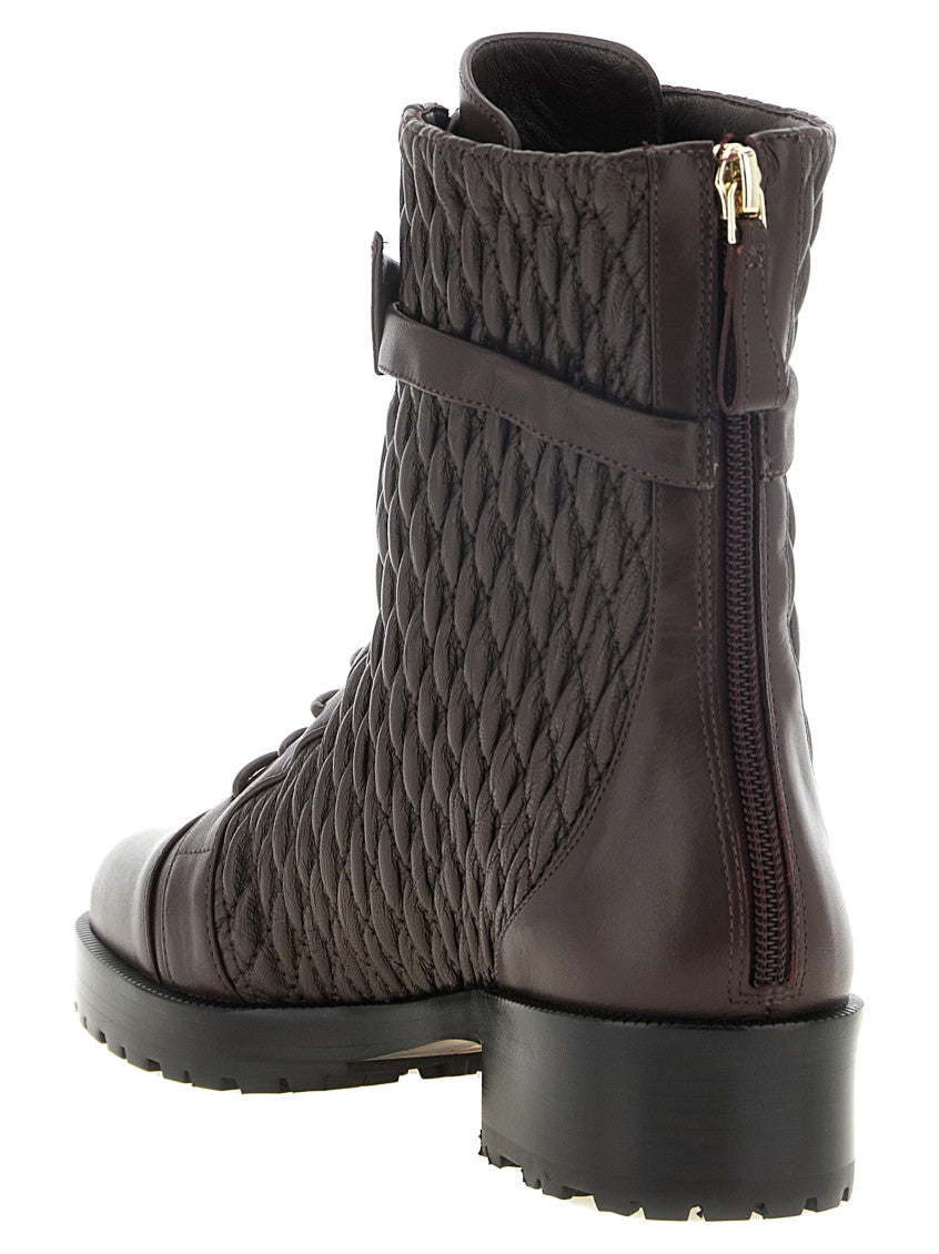 Dark Purple Quilted Clarita Combat Boots 3