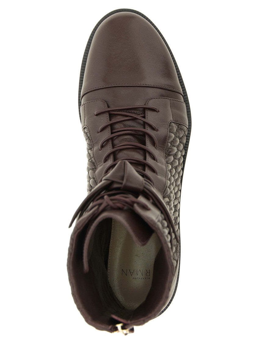 Dark Purple Quilted Clarita Combat Boots 4