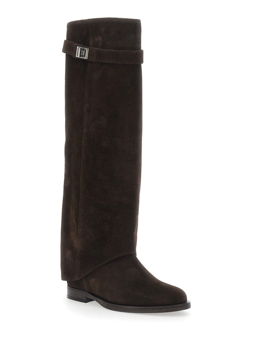 Brown Suede High-knee Boots 1