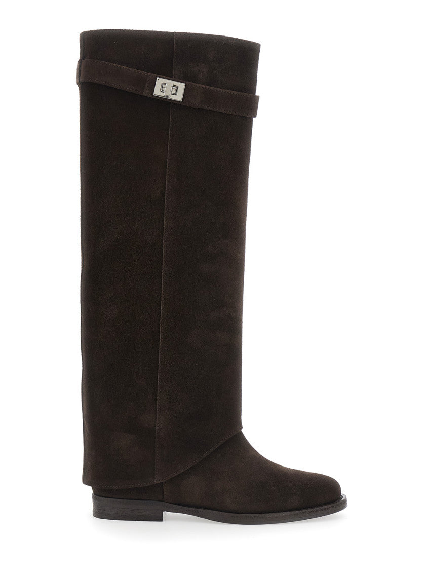 Brown Suede High-knee Boots 2