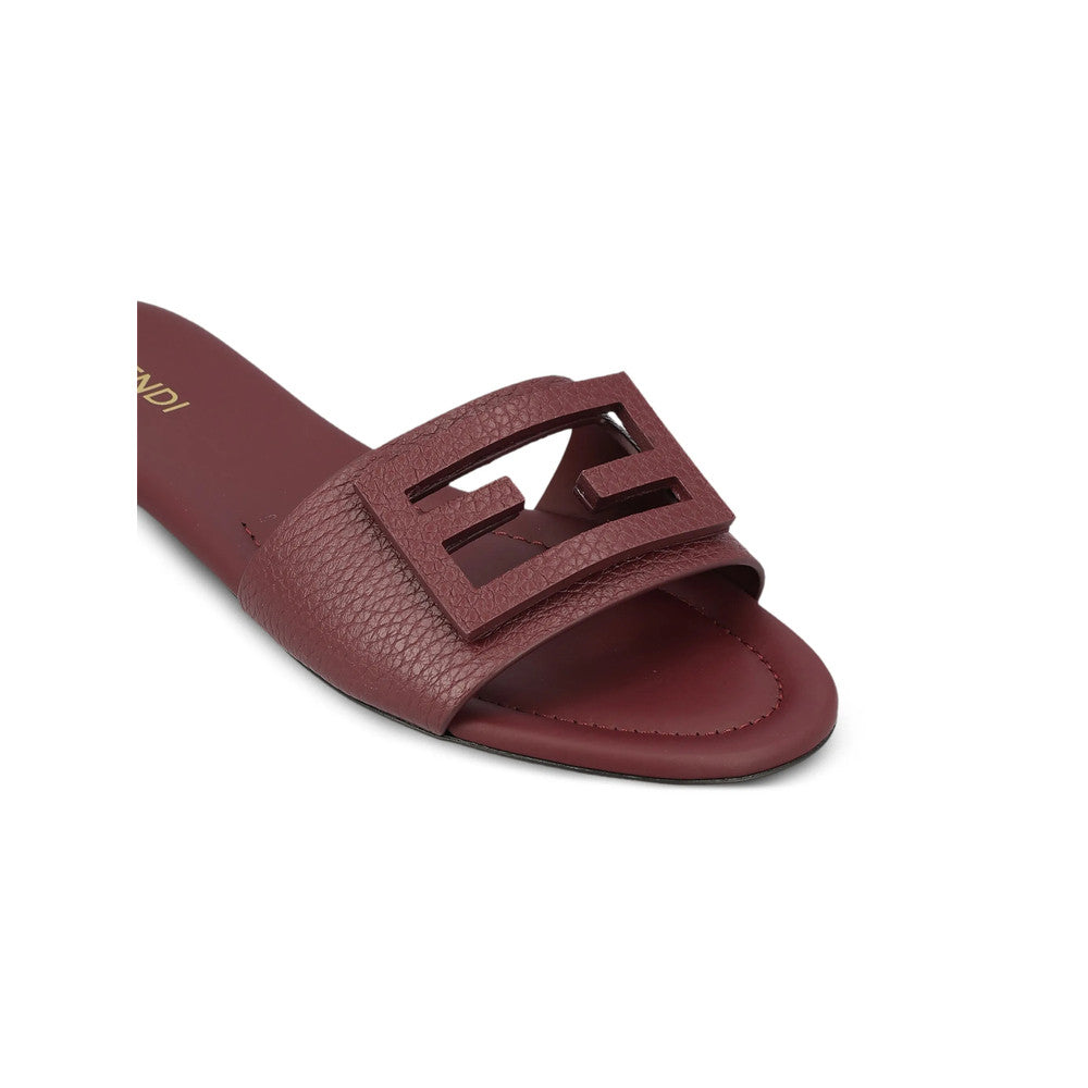 Red Textured Baguette Sandals 2