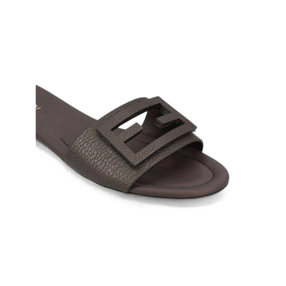 Brown Textured Baguette Sandals 2