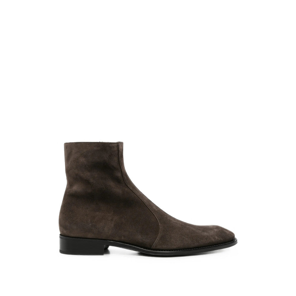Brown Side-Zipper Boots 1
