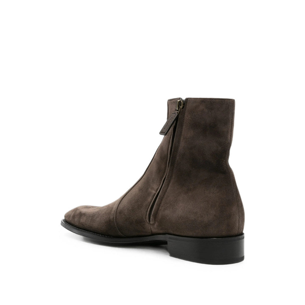 Brown Side-Zipper Boots 2