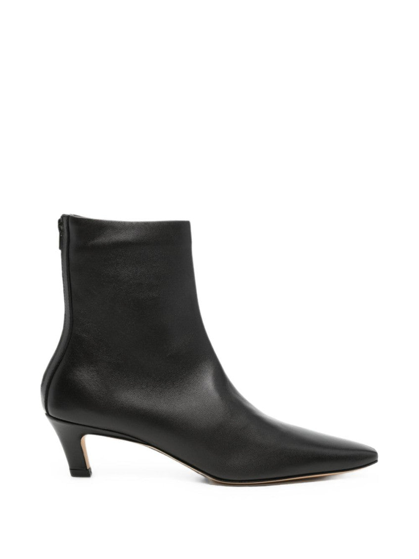 Black Leather Heel Ankle Boots 1