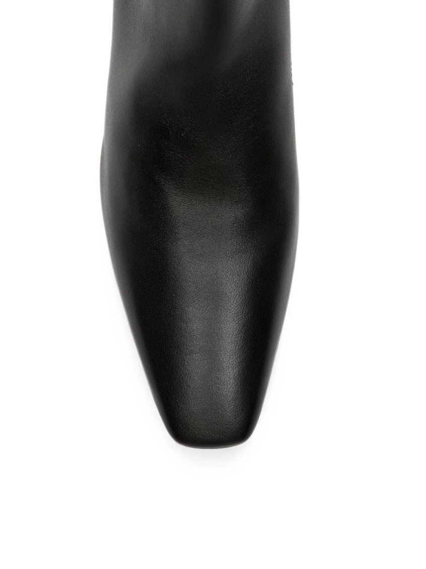 Black Leather Heel Ankle Boots 2