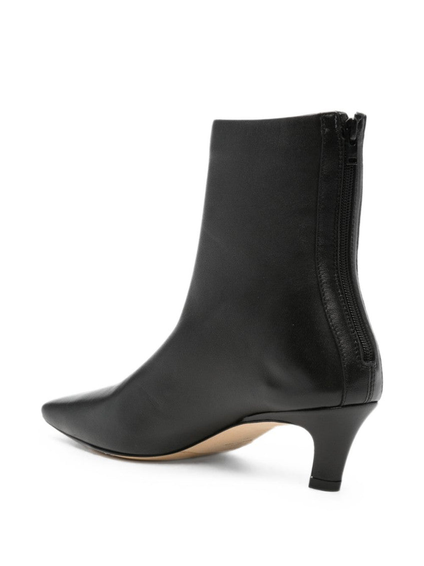 Black Leather Heel Ankle Boots 3