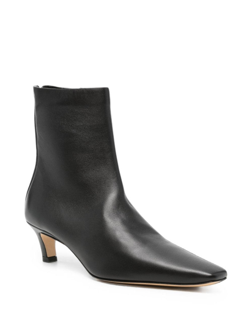Black Leather Heel Ankle Boots 4