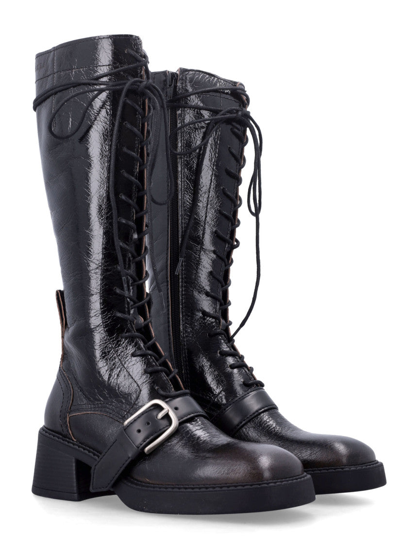 Black High Leather Boots 2
