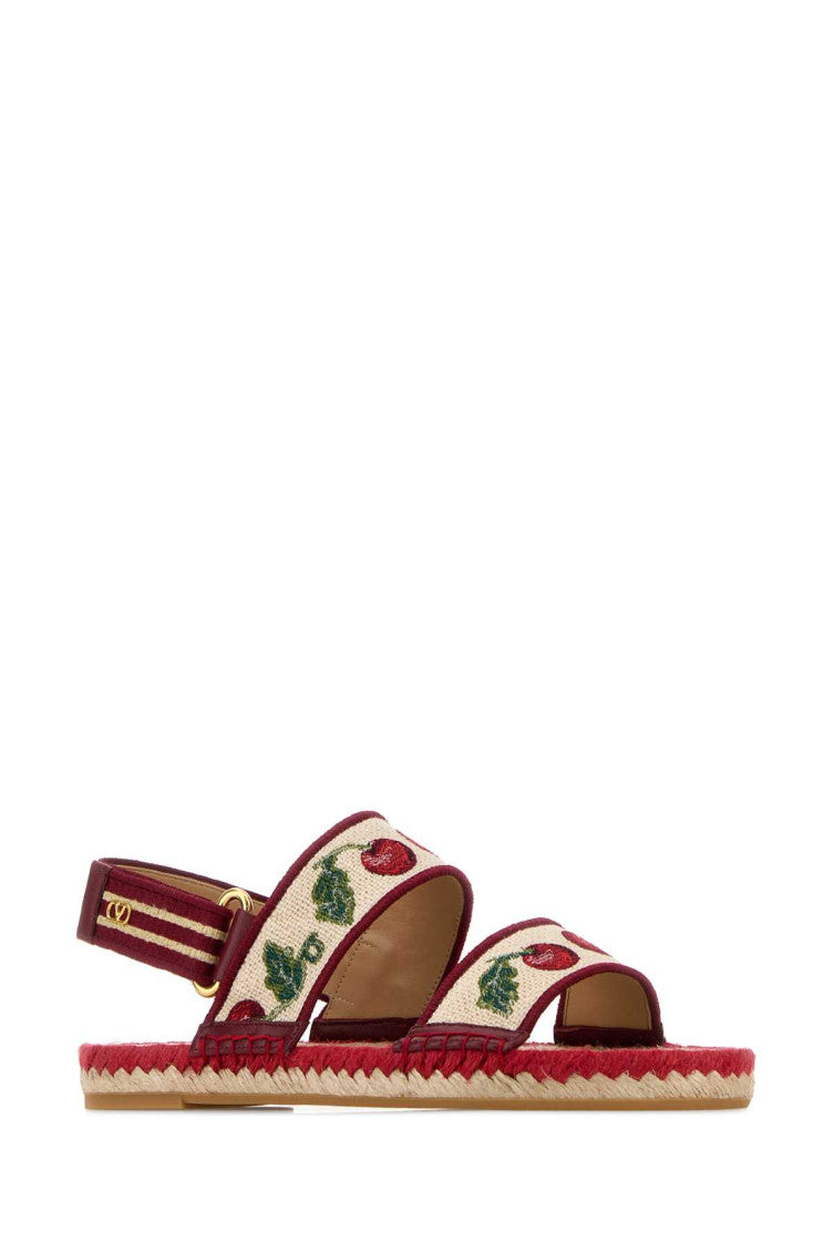 White Embroidered V Logo Sandals 2