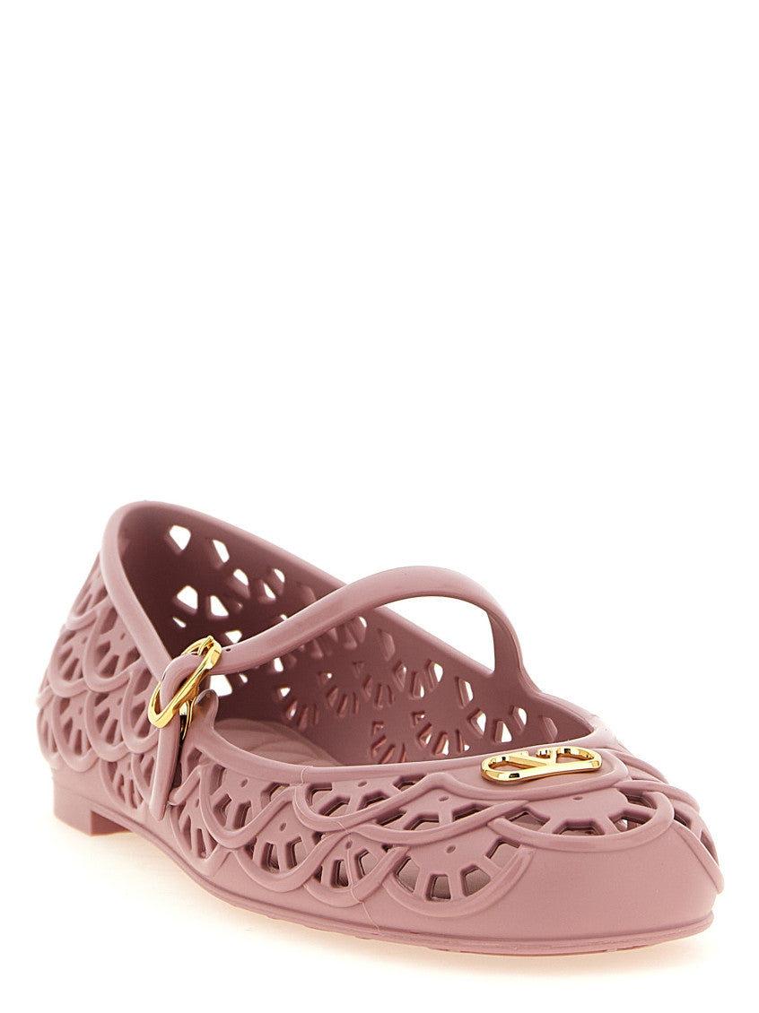 Pink Perforated Ondette Ballet Flats 2