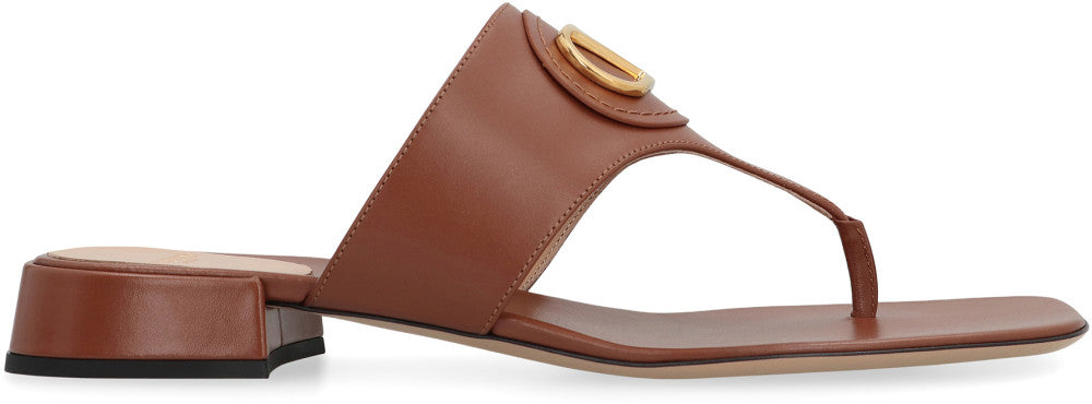 Brown Solid VLogo Sandals 2