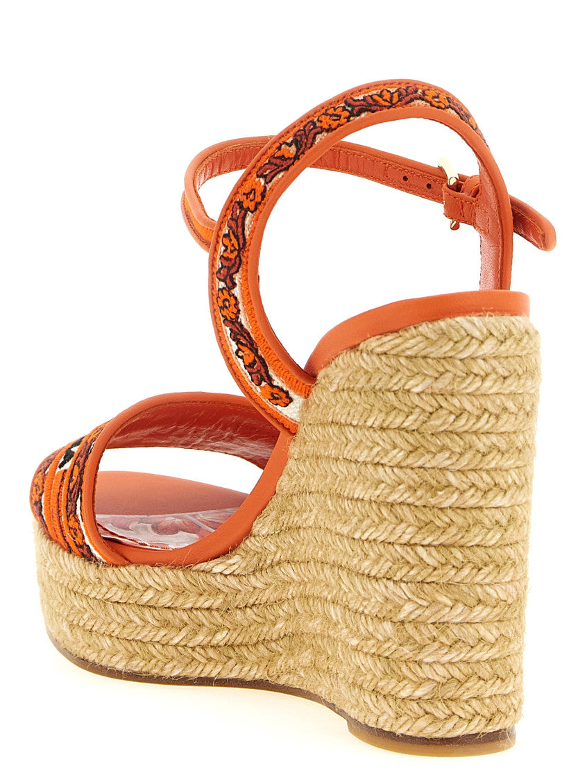 Orange Embroidered Wedges 3