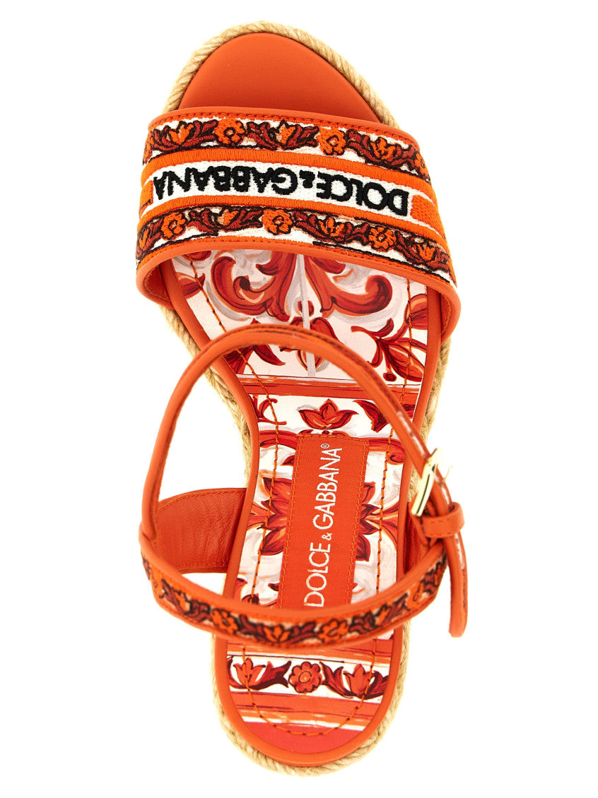 Orange Embroidered Wedges 4