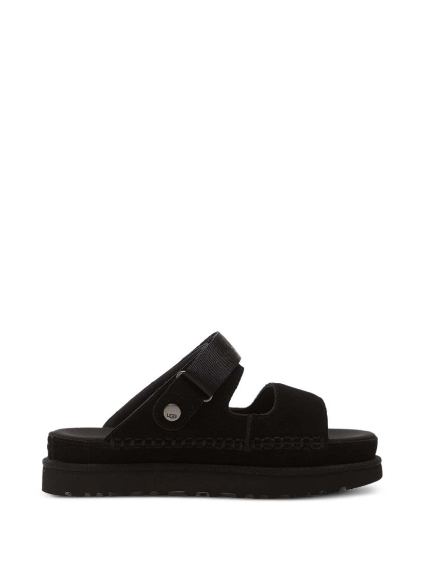 Black Solid Goldenstar Sandals 1