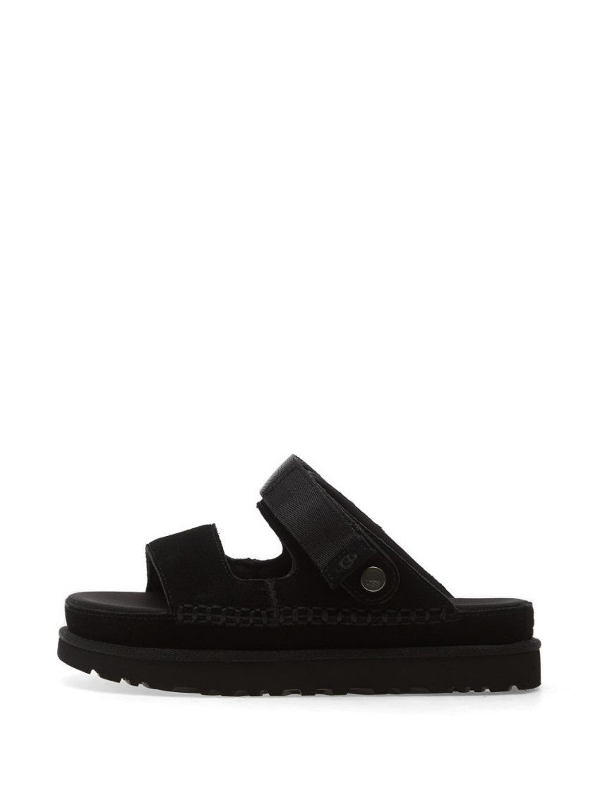 Black Solid Goldenstar Sandals 3