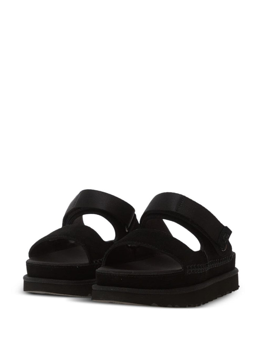 Black Solid Goldenstar Sandals 6