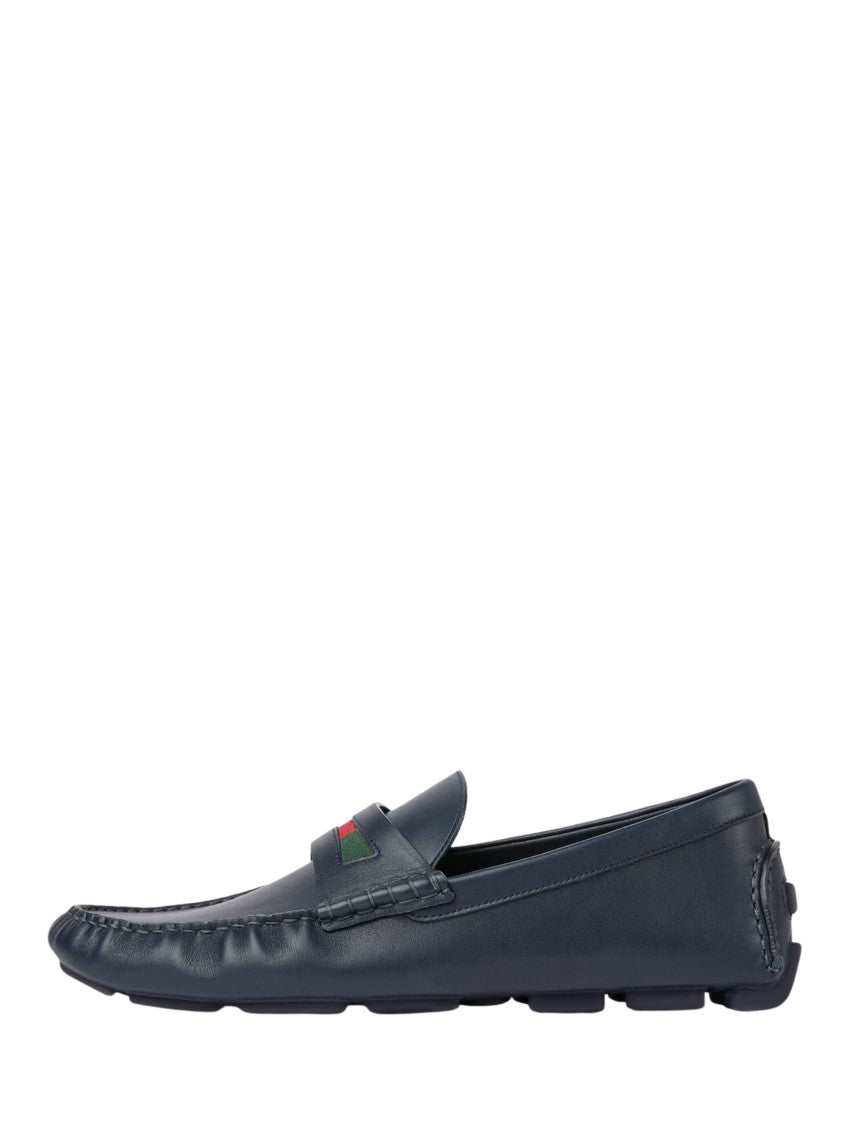 Navy Blue Leather Loafers 2