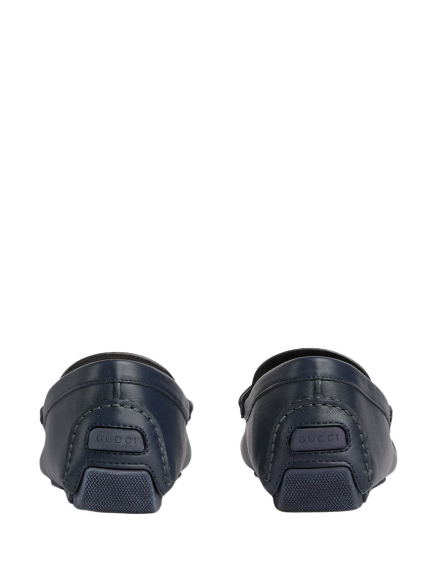 Navy Blue Leather Loafers 4