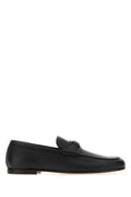 Black Leather Logo Loafers 1