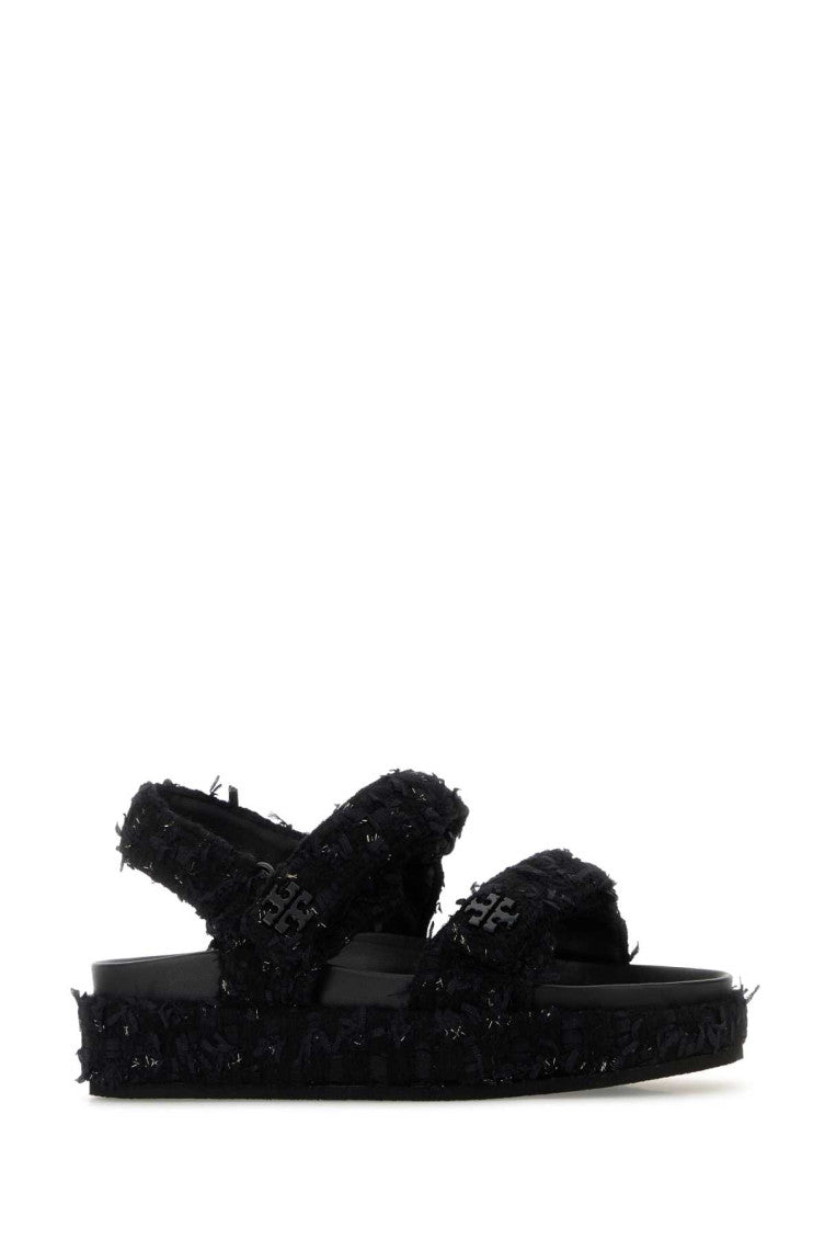 Black Textured Sandals 2