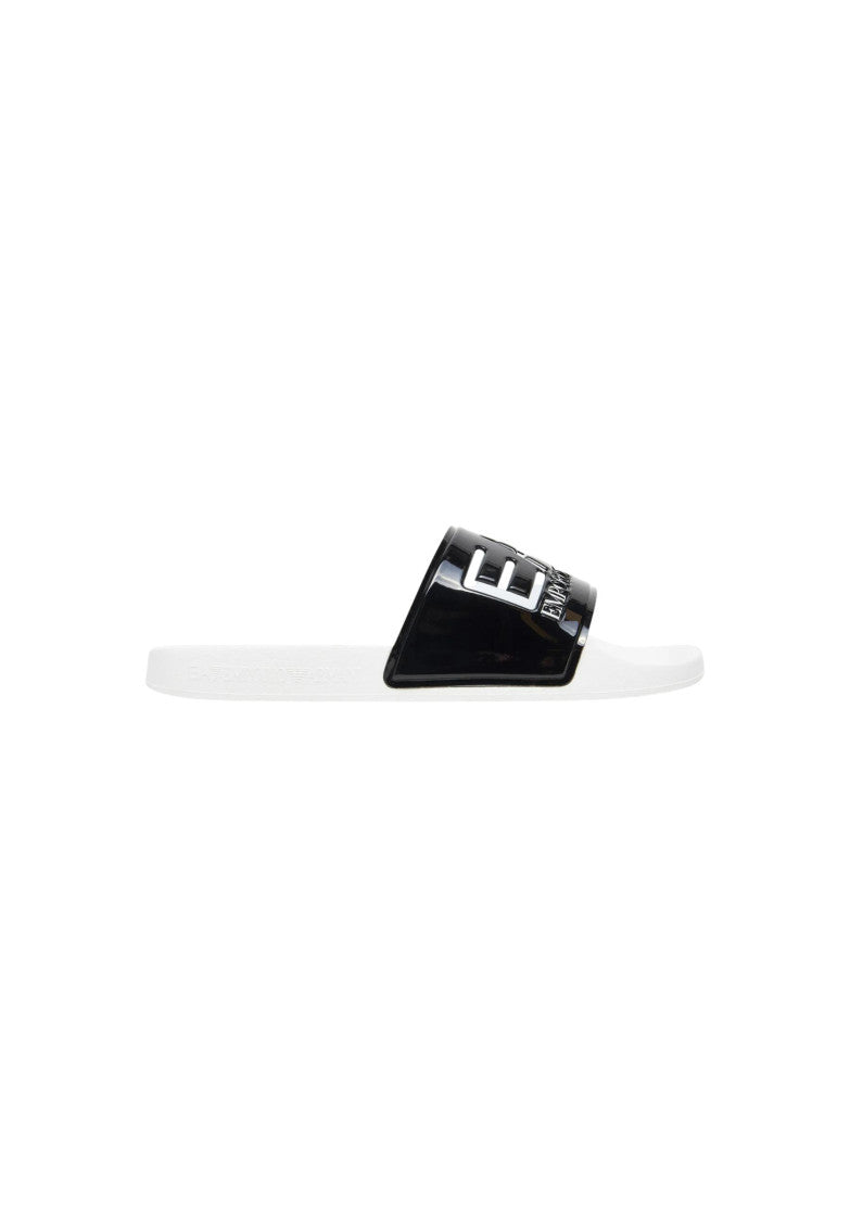 BlackWhite Round Toe Slides 1