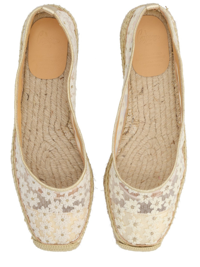 Beige Floral Espadrilles 5