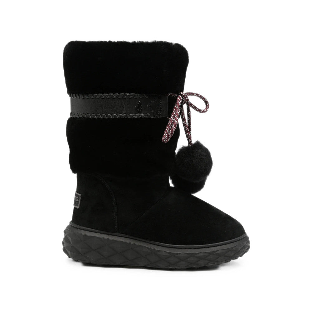 Black Shearling Trim Boot 1