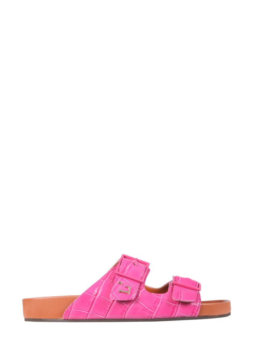 Pink Embossed Leather Sandals 1