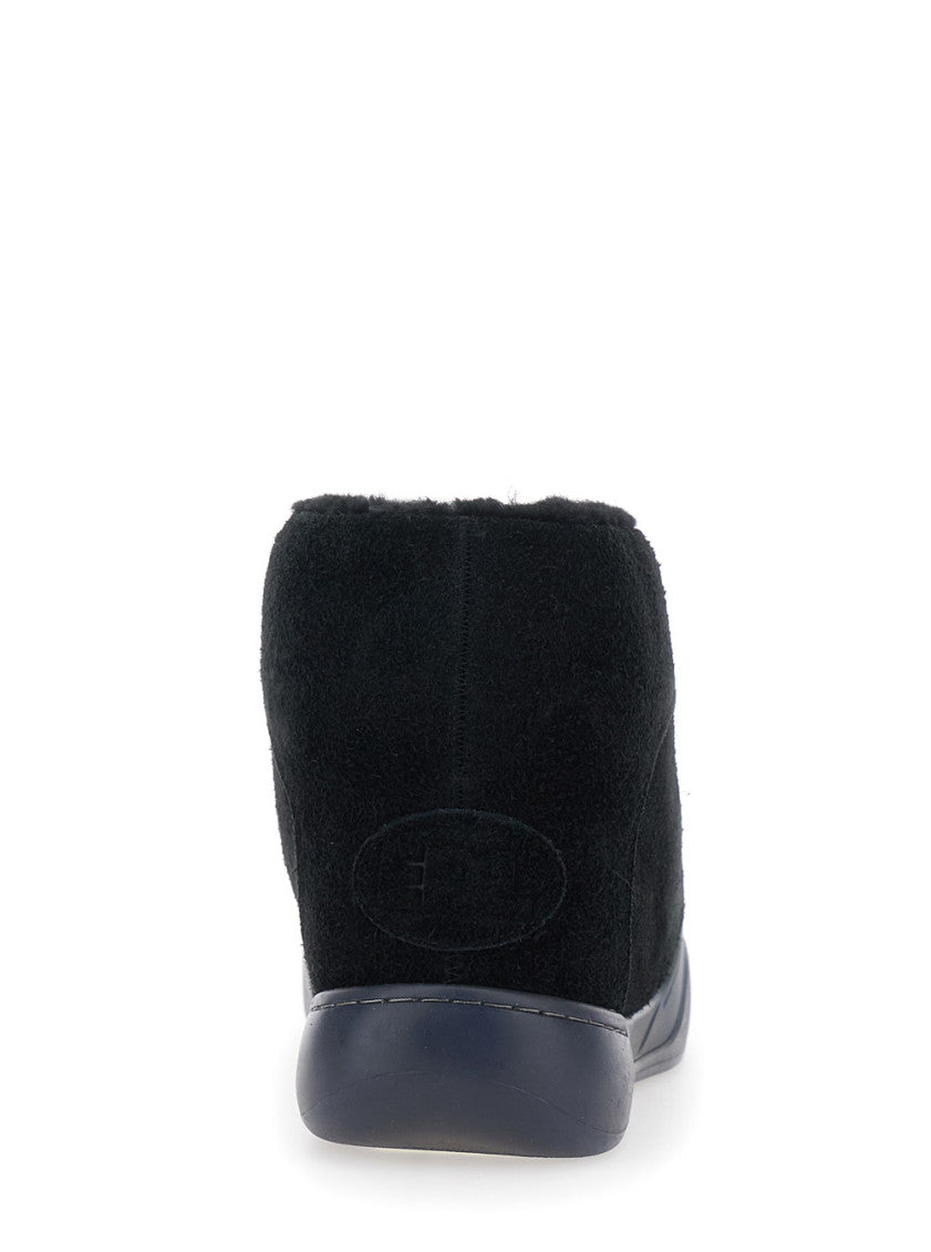 Black Suede Slip-on Boots 4