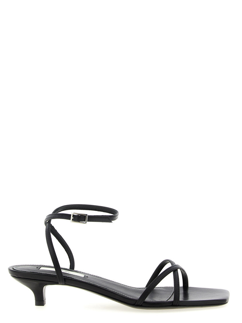 Black Leather Crossover Sandals 1